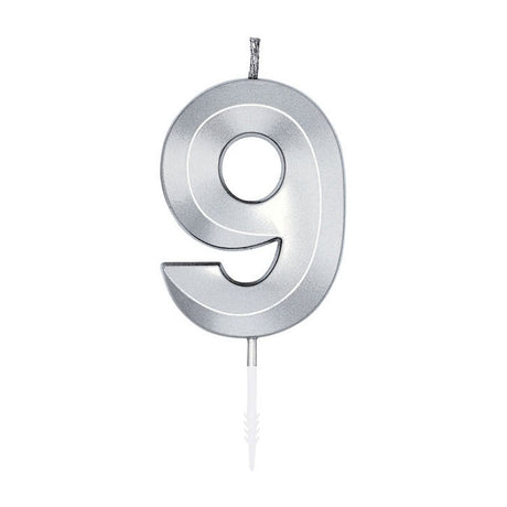 Świeca tortowa Globos 6cm metaliczne srebro nr 9