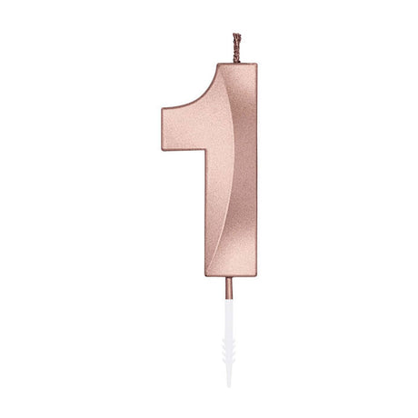 Świeca tortowa Globos 6cm metaliczna w kolorze różowego złota nr 1 1