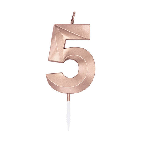 Świeca tortowa Globos 6cm metaliczna w kolorze różowego złota nr 1 5