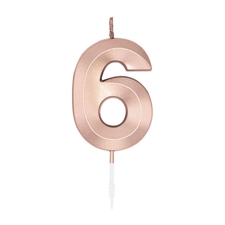 Świeca tortowa Globos 6cm metaliczna w kolorze różowego złota nr 1 6