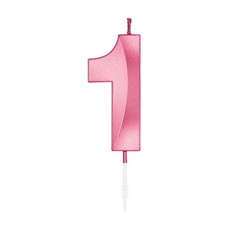 Świeca tortowa Globos 6cm metaliczny jasnoróżowy nr 1 1