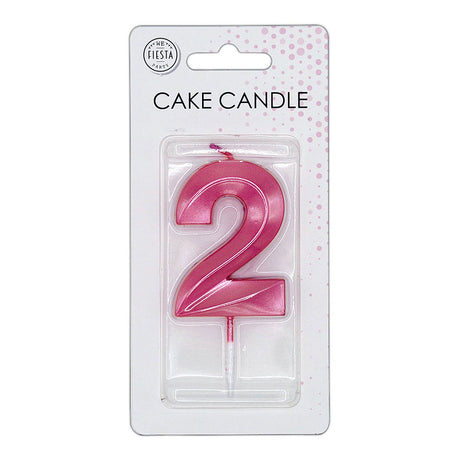Świeca tortowa Globos 6cm metaliczny jasnoróżowy nr 1 2