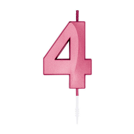 Świeca tortowa Globos 6cm metaliczny jasnoróżowy nr 1 4