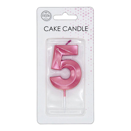 Świeca tortowa Globos 6cm metaliczny jasnoróżowy nr 1 5