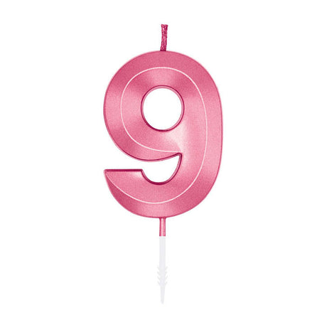 Świeca tortowa Globos 6cm metaliczny jasnoróżowy nr 1 9