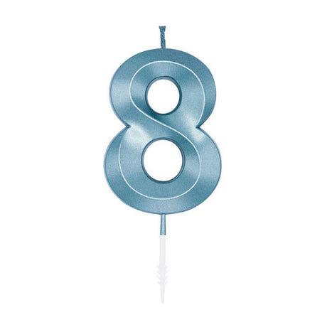 Świeca tortowa Globos 6cm metaliczna jasnoniebieska nr 1 8