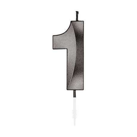 Świeca tortowa Globos 6cm metaliczna czarna nr. 1