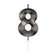 Świeca tortowa Globos 6cm metaliczna czarna nr. 8