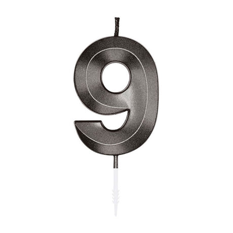 Świeca tortowa Globos 6cm metaliczna czarna nr. 9