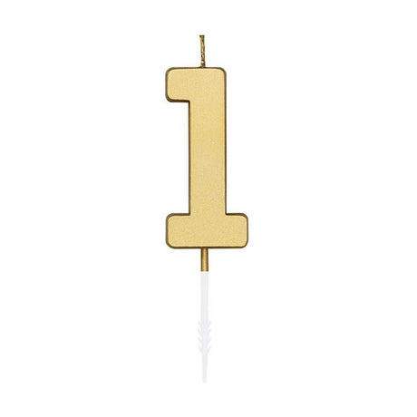 Świeca tortowa Globos 4,5 cm metaliczne złoto nr 1 1