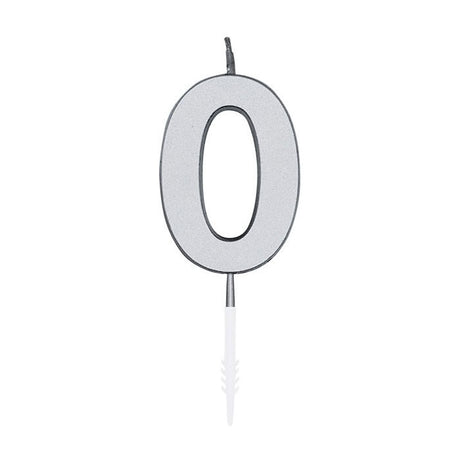 Świeca tortowa Globos 4,5 cm metaliczna srebrna nr 1 0