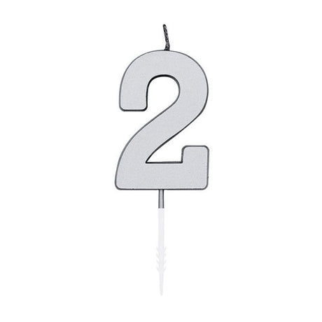 Świeca tortowa Globos 4,5 cm metaliczna srebrna nr 1 2