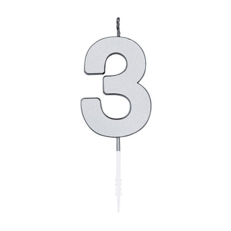 Świeca tortowa Globos 4,5 cm metaliczna srebrna nr 1 3