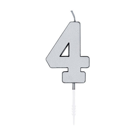 Świeca tortowa Globos 4,5 cm metaliczna srebrna nr 1 4