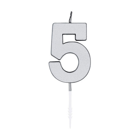 Świeca tortowa Globos 4,5 cm metaliczna srebrna nr 1 5