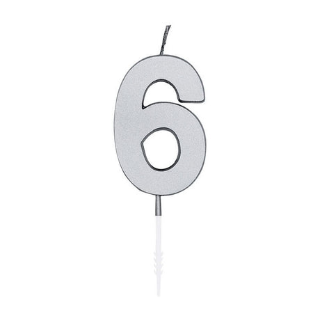Świeca tortowa Globos 4,5 cm metaliczna srebrna nr 1 6