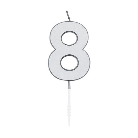 Świeca tortowa Globos 4,5 cm metaliczna srebrna nr 1 8