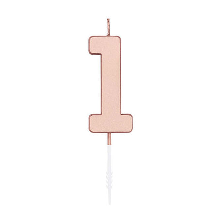 Świeca tortowa Globos 4,5 cm metaliczna w kolorze różowego złota nr 1 1