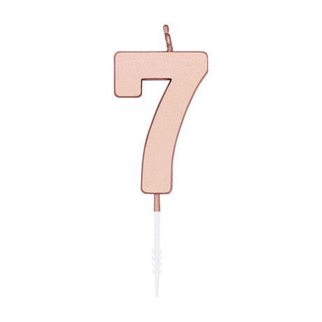 Świeca tortowa Globos 4,5 cm metaliczna w kolorze różowego złota nr 1 7