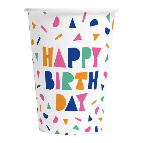 Kubeczki papierowe Globos 210ml wszystkiego najlepszego - 8 szt.