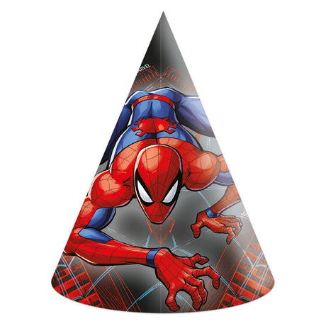 Kapelusze papierowe Globos Spiderman World of Web - 6 szt.