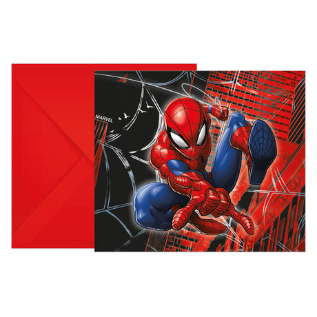 Zaproszenia Globos z kopertami Spiderman World lub Web - 6 szt.