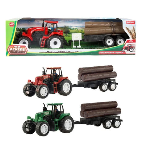 Toi-zabawki zabawka traktor cierny z przyczepką 44cm