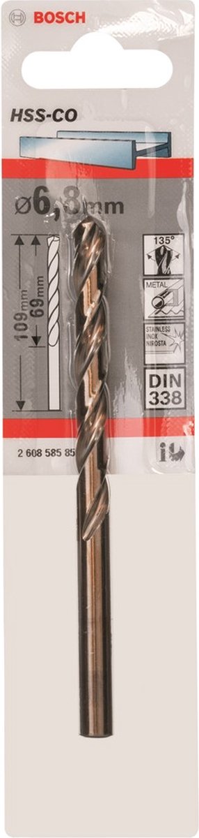 Bosch - wiertła do metalu hss-co, standardowe 6,8 x 69 x 109 mm