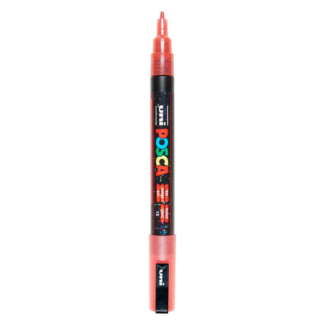 Uni posca pc3m marker lakierowy brokatowy czerwony - okrągła końcówka do 1,3 mm