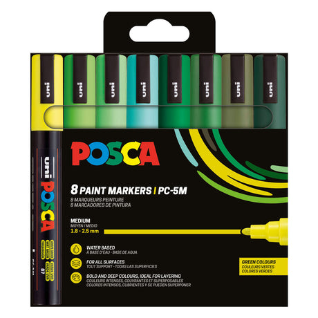 Zestaw markerów Uni posca pc5m w odcieniach zieleni - 8 szt.