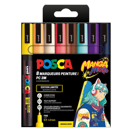 Zestaw markerów Uni Posca PC3M Manga Hero - 8 szt.