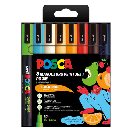 Markery Uni Posca pc3m zestaw owocowe kolory - 8 szt.