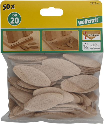 Płytki łączące Wolfcraft | rozmiar 20 | 1 zestaw - 2923000