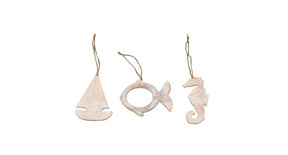 Mango wood hanger sea 20x16x1cm 3pc brown burned
