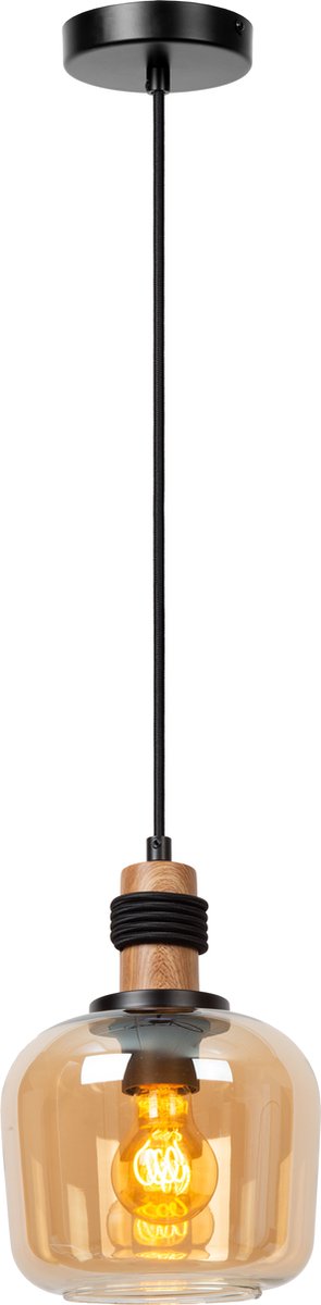 Lucide ilona - lampa wisząca - ø 18 cm - 1xe27 - bursztynowa