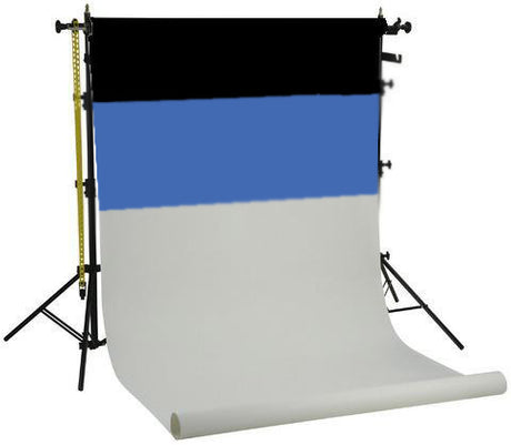System tła Falcon Eyes spk-3 w komplecie. 3 rolki czarny biały niebieski 1,35x11 m