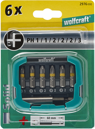 Pudełko na bity Wolfcraft | poprzeczka | pH 1–3 | 7-częściowy | 1 zestaw - 2976000