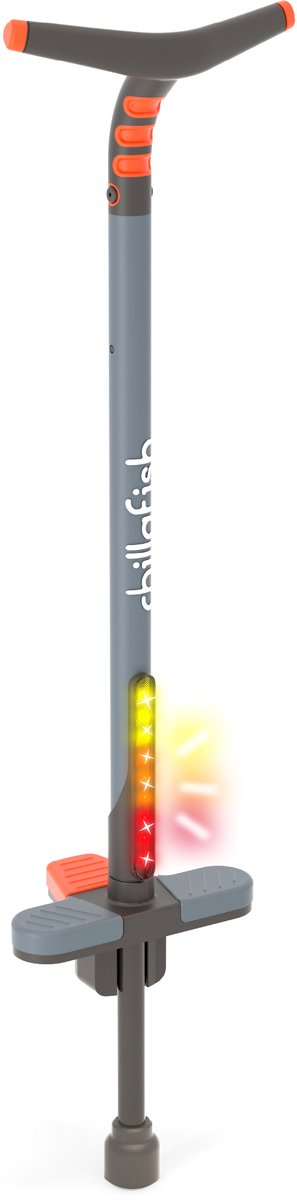 Kij pogo Chillafish świecący od 5 lat do 36 kg z oświetleniem LED - pomarańczowy - kij do pogo do wyczynów kaskaderskich dla chłopców i dziewcząt - kij do skakania z miękkim uchwytem i wyjątkowo mocną sprężyną - nie wymaga baterii - model poogi glow kids