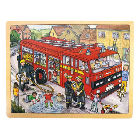 Drewniane puzzle Bigjigs wóz strażacki - 24 szt.