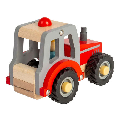 Drewniany czerwony traktor Bigjigs