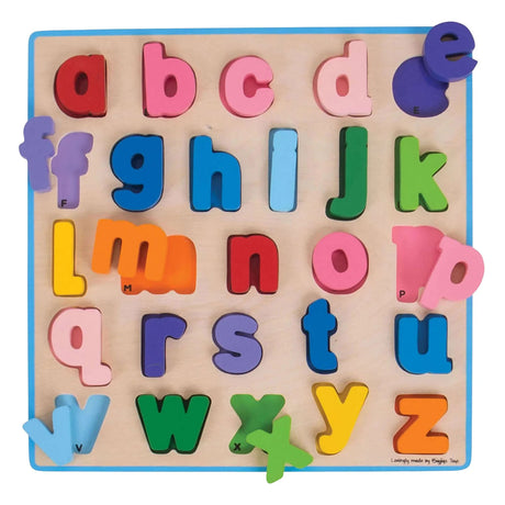 Drewniane puzzle z alfabetem Bigjigs - 26 elementów.