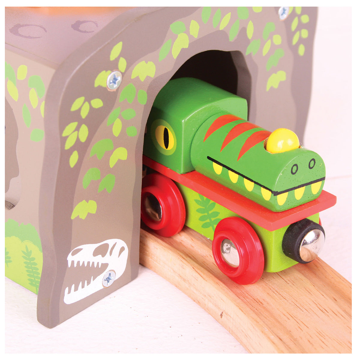 Drewniany tunel dla t-rexów firmy Bigjigs