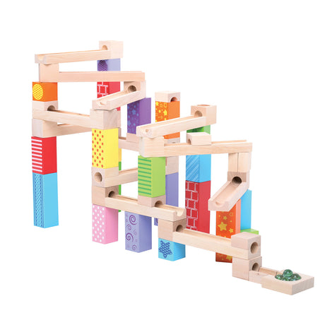 Drewniany marmurowy tor Bigjigs - - 53 sztuki