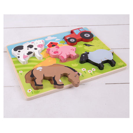Drewniane puzzle Bigjigs Farma, 5 sztuk.