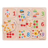 Bigjigs zabawki Bigjigs drewniane puzzle edukacyjne z cyframi, 18 elementów.