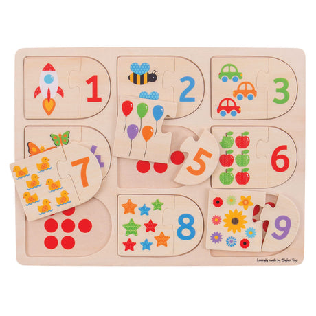 Bigjigs zabawki Bigjigs drewniane puzzle edukacyjne z cyframi, 18 elementów.