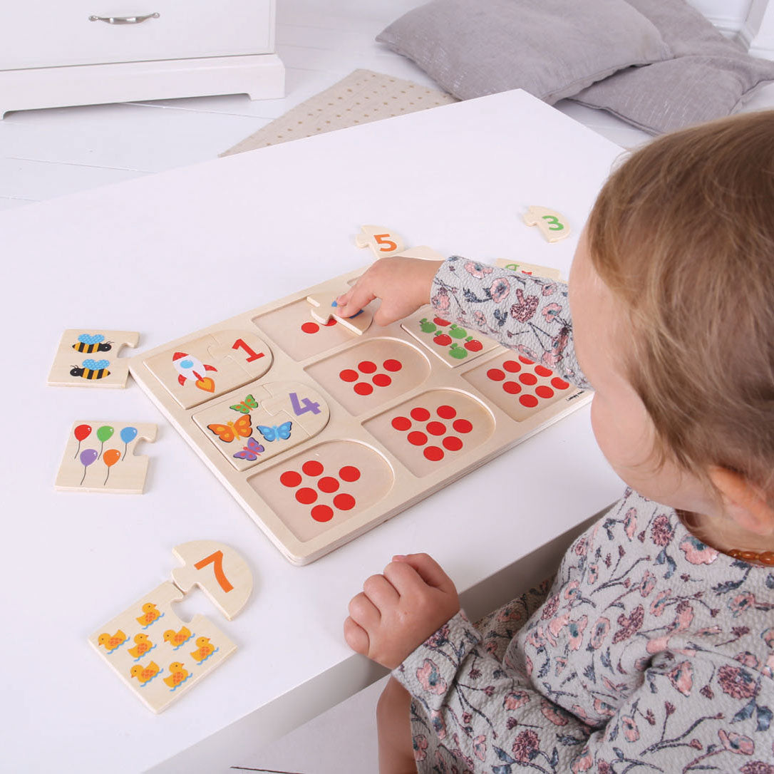Bigjigs zabawki Bigjigs drewniane puzzle edukacyjne z cyframi, 18 elementów.