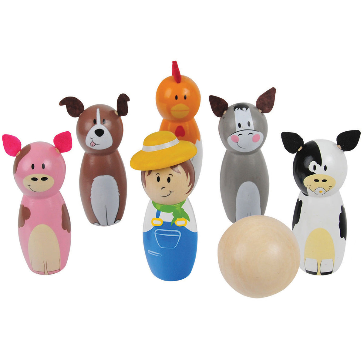 Gra Bigjigs - kręgle - farma - wysokość 8cm