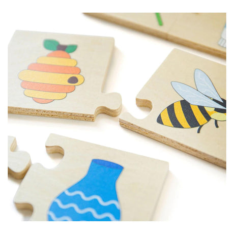 Drewniane puzzle Bigjigs pasujące do siebie, 32 elementy.