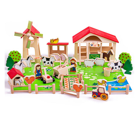 BigJigs Wooden Play Farm z akcesoriami, 48dlg.